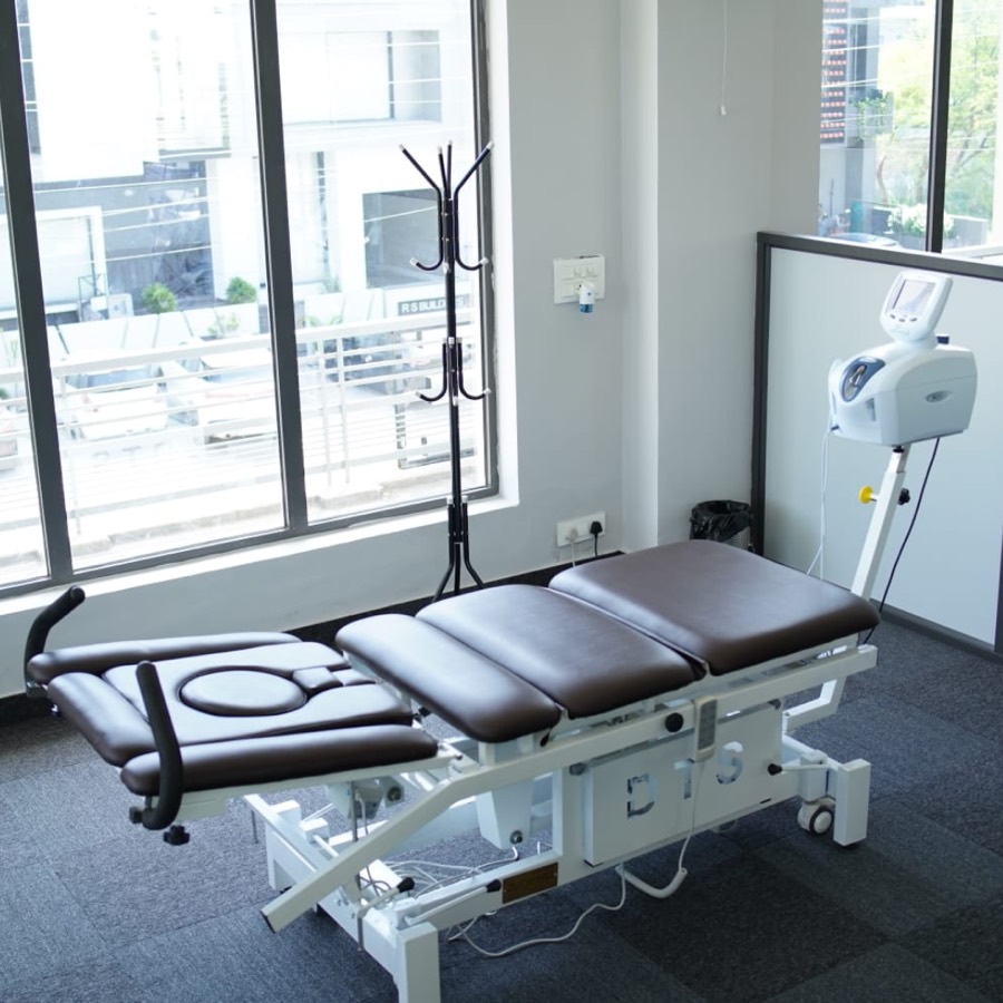 Traction therapy table at the clinic